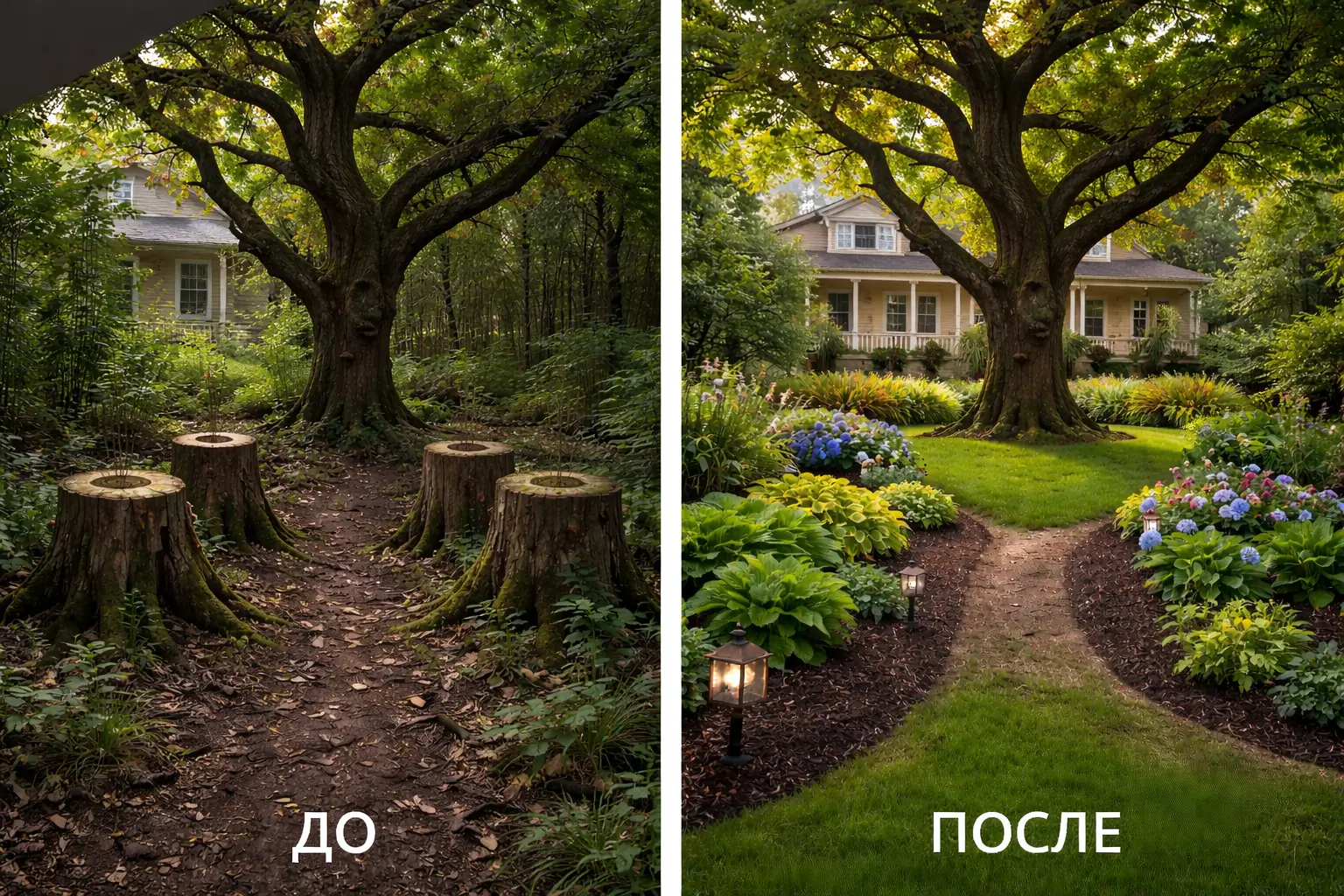До и после применения TreeKill